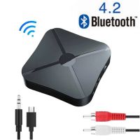 Bluetooth 5.0 4.2 ตัวรับสัญญาณเสียงเครื่องส่งสัญญาณเพลงสเตอริโออะแดปเตอร์ไร้สาย RCA 3.5 มม. แจ็ค AUX สําหรับหูฟังทีวีพีซี รถ ลําโพง