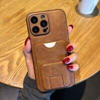 HOCE กรณีที่โทรศัพท์ของผู้ถือเคสบัตรหนังหรูสำหรับ iPhone 14 13 12 11 Pro Max XS MAX XR X14 Plus Plus เคสป้องกันแบบมัลติฟังก์ชั่นอุปกรณ์ยึดกล้อง