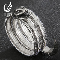 Fongten Snake Head Chain Men Cuff Bangle Stainless Steel Punk Animal Gothic Style Male celet Retro Jewelry