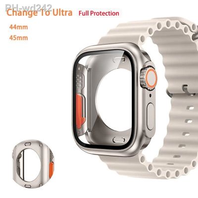 Screen Protector Cover for Apple Watch 45mm 44mm Hard PC Front Rear Bumper Case for iwatch 8/7/6/5/4/SE Change To Ultra 49MM