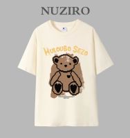 NUZIRO เสื้อยืดพิมพ์ลายหมี Cetak สำหรับผู้หญิงแขนสั้นแบบหลวมผ้าฝ้ายเกาหลีแบบหลวม