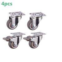 Soft Swivel Rubber Wheels Silver for Platform Trolley Chair or Household Accessories Replacement Equipment 4-Piece Pack