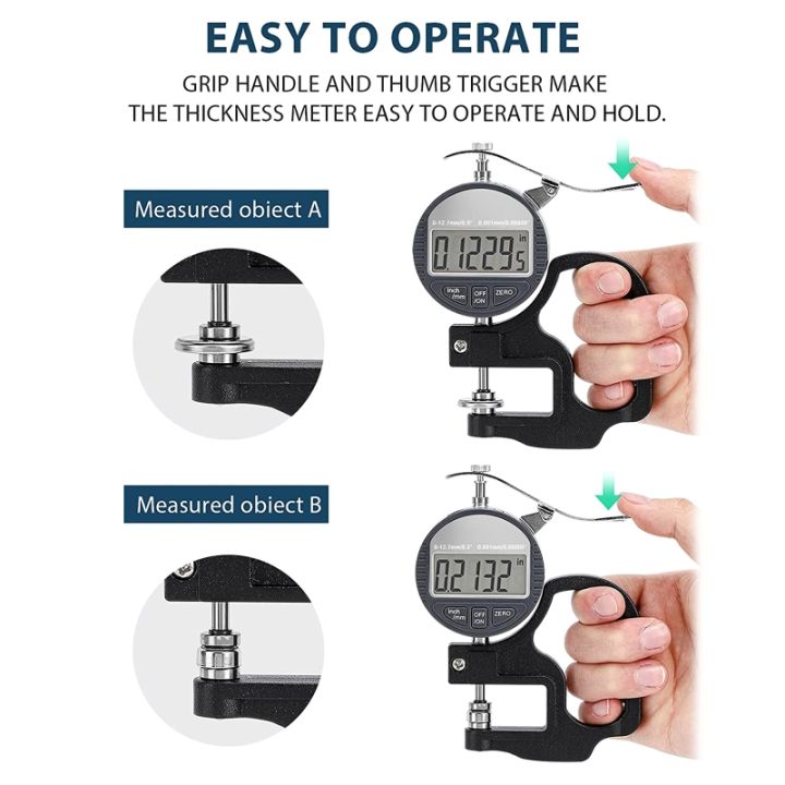 เครื่องวัดความหนาแบบดิจิตอล0-12-7mm-0-5-เครื่องวัดความหนาพร้อมหน้าจอ-lcd-ขนาดใหญ่สำหรับการวัดความหนาของกระดาษ