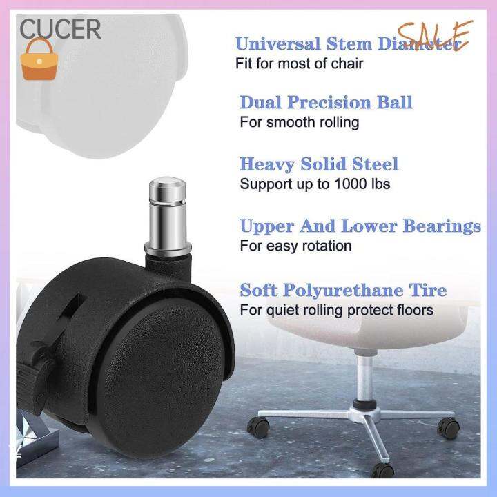 CBT Rubber Chair Wheels Double Heavy Duty Caster Trolley Brake Seat