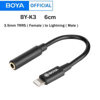 BOYA BY-K3 Audio Adapter Cable 3.5mm TRRS Female to Apple MFi Certified Lightning for iPhone iPad iPod touch iOS Devices  6cm Cables