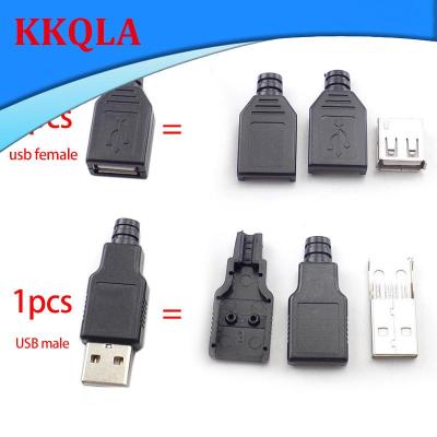 QKKQLA 50pcs 5V USB Type A male Female DIY 4Pin Plug Socket USB Connector Plug Adapter 4Pin Plastic Cover Solder Type A 2.0