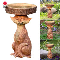 END # เรซิ่นยืน Foxs Birdbath รูปปั้นสัตว์กลางแจ้งนกป้อนเรซิ่นตกแต่งน่ารัก Foxs เครื่องประดับสวนสำหรับสวน