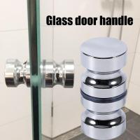 Door Handle 1.1" Dia Aluminum Alloy Glass Door Knob Kitchen Bathroom Shower Cabinet Handle with Screw Door Hardware Locks