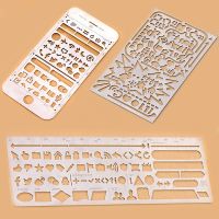 ✿❅ Multifunctional Stainless Steel Hollow Ruler Geometric Figure Drawing Stencils Templates Metal Ruler Diy Tool Diary Template