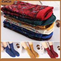 CUCU Fashion Breathable Spring Autumn Flower Print Cotton Socks Stocking Floral pattern