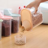 hotx【DT】 Plastic Food Storage Spices Cereals Jar Rice Bucke Organizer with Lid Transparent Hermetic Pots