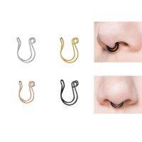 1pcs Non Piercing Fake Nose Ring Hoop Septum Rings Nose Piercing Fake Stainless Steel Fake Piercing Nose Piercings Jewelry