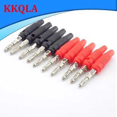 QKKQLA 10pcs 4mm Banana Plug Connectors Red Black Solderless Side Stackable For Musical Speaker Video Audio DIY Adapter