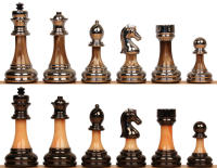 ตัวหมากรุกสากลอะคริลิคโลหะ 3 1/2 Decorative Staunton Silver &amp; Black Anodized Metal Finish Chess Set