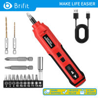 Brifit 3.6V ไขควงไฟฟ้า USB ไขควงไฟฟ้าแบบชาร์จไฟได้ชุดการปรับความเร็ว 5 สปีดไฟ LED ทำงานด้วย 12 บิต 2 บิตสว่าน 2 บิตเหมาะสำหรับชุดซ่อมคู่มือทุกวัน