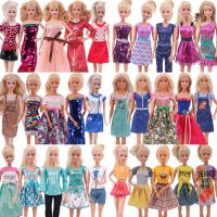 ชุดเดรสเสื้อผ้าตุ๊กตาตุ๊กตาบาร์บี5ชิ้น/ชุดกระโปรงชุดลำลองสี Aame สำหรับผู้หญิงเครื่องประดับหลากสี