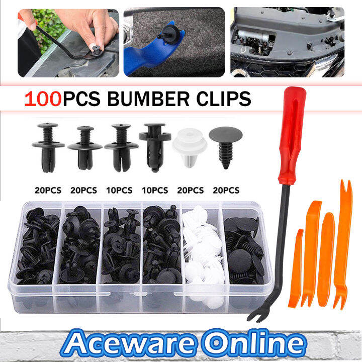 100pcs Car Bumper Clip Universal Car Fastener Clip Klip Bumper Kereta
