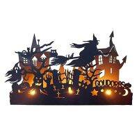 สไตล์ฮาโลวีนเทียน Haunted House ตกแต่งฮาโลวีนแม่มดบิน Silhouette เทียนสำหรับงานปาร์ตี้หน้าแรก