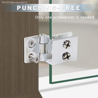 ❀✚✈ 90/180 Degree Punching-free Glass Door Hinges Bilateral Clip Home Easy Install Glass Clamp Durable Cabinet Door Hinge