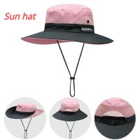 Womens UV Protection Wide Brim Sun Hats Cooling Mesh Ponytail Hole Cap Foldable Travel Outdoor Fishing Hat