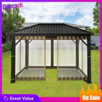 Gepeack หลังคาด้านนอกขนาดใหญ่ Louvered Pergola สี่เหลี่ยมผืนผ้า10 "ศาลากลางแจ้งตาข่าย