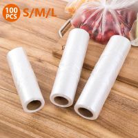 100PCS Transpare Roll Fresh-keeping Plastic of Food Saver 3 Sizes Storage with Handle Keep