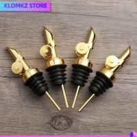 KLOMKZ 4 pcs เหล็กไร้สนิม ขวดเหล้าฝาอัตโนมัติสแตนเลส สีทองทอง ฝาปิดอัตโนมัติ ที่อุดค็อกเทล แฟชั่นสำหรับผู้หญิง จุกไวน์สแตนเลส บาร์บาร์บาร์