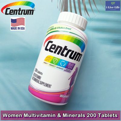 เซนทรัม วิตามินรวม สำหรับผู้หญิง Women Multivitamin &amp; Minerals 200 Tablets - Centrum