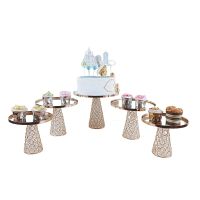 【LZ】❀✣✕  Carrinho de bolo conjunto de 3 pces-5 pces bolo de ouro representa mesa do deserto-suporte de bolo de casamento e sobremesa está em tamanho de 8 10 12 Polegada.