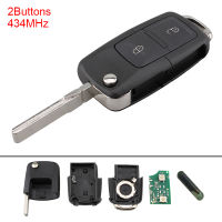 2ปุ่ม Keyless เจียระไนพลิกรถกุญแจรีโมท Fob กับ ID48ชิปเหมาะสำหรับ VW ด้วง Bora P Assat โปโล Transporter T5 2002-2010