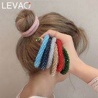 【HOT】 Levao Beads Hair Rope for Ponytail Scrunchies Elastic Bands Beaded Rubber Hairband Accessories