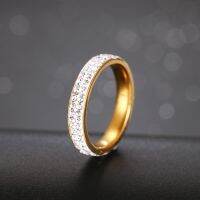 【CC】 CACANA 2 Row Lines Wedding Rings Fashion Rhinestone Female Teen Jewelry anillos mujer R3