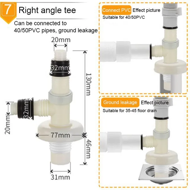 Plastic Washing Machine Hose Splitter Connector Water Drain Pipe Sink