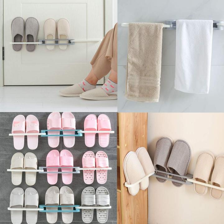 Wall Mounted Folding Slippers Shoes Bathroom towel Hanger