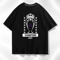 Reals Madrids CFS เสื้อยืดแขนสั้นสำหรับผู้ชาย,เสื้อยืดคอกลมทรงหลวมกีฬาฟุตบอลดาวทุกดวงเสื้อ0000ลำลอง