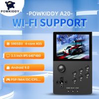 POWKIDDY คอนโซลเกมแบบพกพา A20 3.5-หน้าจอขนาดนิ้วอุปกรณ์เสริมหูประตูรถยนต์ WIFI ออนไลน์ของขวัญสำหรับเด็กที่มีผู้เล่นหลายคน