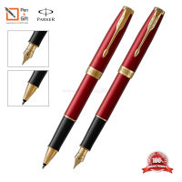 Parker Sonnet Intense Red Lacquered GT Rollerball Pen + Fountain Pen ชุดปากกาโรลเลอร์บอล + หมึกซึม ซอนเน็ต อินเท็นส์ เรด แล็ค จีที สีแดงคลิปทอง ของแท้100%(พร้อมกล่องและใ