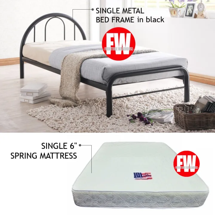 Ellyn Single Metal Bed Frame Mattress, Single Bed Frame And Mattress Set