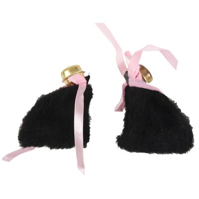 Lint Cosplay Cat Ear With Hair Clip For Halloween Costumes (Black and Pink,Set of 2)