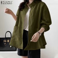 ZANZEA Women Street Fashion Long Sleeve Cotton Solid Color Casual Open Front Loose Jacket