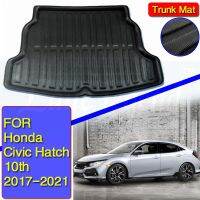 พรมเช็ดเท้ารองท้ายถาดไลเนอร์กระบะสีดำสำหรับ Honda Civic 5dr Hatchback 10th 2017-2021 2018 2019 2020