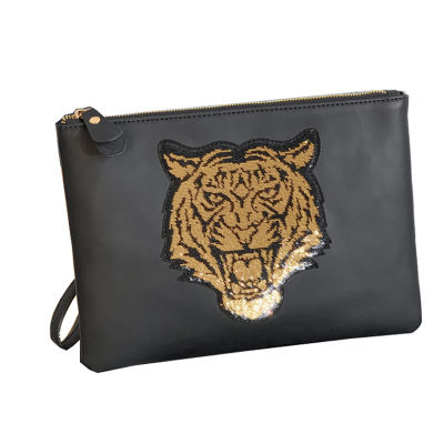 Luxury Tiger Pattern Men Clutch Bags Designer Business Shoulder Bag Handbags Fashion Soft Leather Envelope Bag Male Wallet