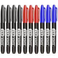 【hot】 10pcs/set 1.5mm Oily Permanent Black/Blue/Red Ink Crude Nib Pens School Supplies Stationery