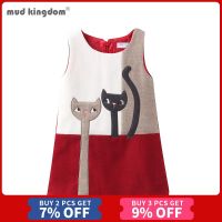 Mudkingdom Little Girls Dresses Sleeveless Wool Cute Cats Bunny Cartoon A-Lined for Kids Dress Girls Clothes Autumn Winter