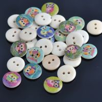 50pcs 15mm Mixed Owl painted Round Wooden buttons For Sewing Scrapbooking Crafts decoration B1215-30X Haberdashery