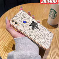 JIUMOO เคสสำหรับ Xiaomi Redmi Note 7 Note 7 Pro Note 7S เคสการ์ตูนแมวน่ารักแฟชั่นใหม่เคสมือถือชุบด้านข้างขอบสี่เหลี่ยมซิลิโคนกันกระแทกฝาปิดเลนส์เต็มรูปแบบเคสป้องกันกล้อง