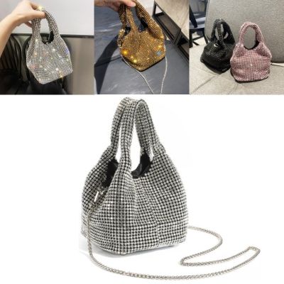 Luxury Designer Bucket Crystal Clutch Purse Hobo Shoulder Bag Bags Purses Handle Rhinestones