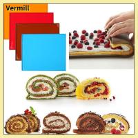 VERMILL แผ่นงานขนมอบ แผ่นม้วนสวิส ทนต่ออุณหภูมิสูง ซิลิโคนทำจากซิลิโคน ถาดรองถาด แบบพกพาได้ แผ่นอบขนม แม่พิมพ์เค้ก