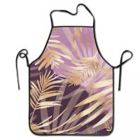 Glam Fern Leaves Apron for Women Men Unisex Bib Tropical Plants Kitchen Cooking Tablier Cuisine Chef Painting