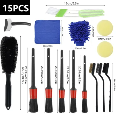 【CC】✖ﺴ▫  Car Cleaning Detailing Set  Brushes Scrubber Leather Air Vents Rim Dirt Dust